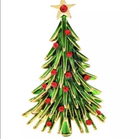 🎄Christmas Tree Multi Color Crystals Vintage Gold Brooch Pin. - Picture 1 of 4
